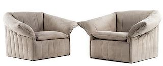 A Pair of Italian Faux Suede Lounge Chairs