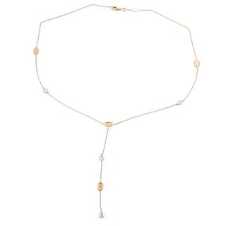 Italian 14k Gold Diamond Long Drop Necklace