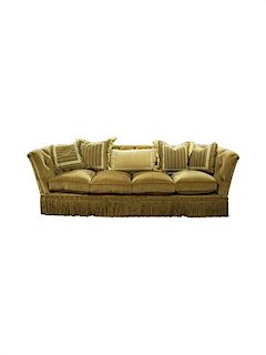 * An Upholstered Sofa Height 34 x length 120 inches.