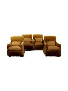 * Four Upholstered Club Chairs Height 36 inches.