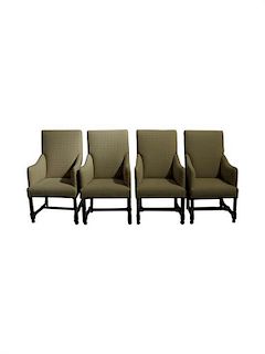 * Four Upholstered Armchairs Height 42 inches.