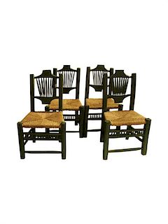 * Four Painted Side Chairs Height 41 inches.