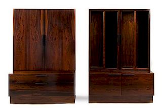 * A Danish Rosewood Serving Cabinet Height 67 x width 91 x depth 22 3/4 inches.