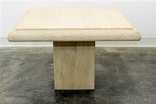 A Travertine Marble Low Table Width 31 inches.