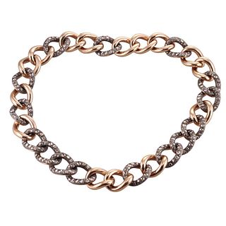 Pomellato Sabbia 18k Gold 19.34ctw Fancy Diamond Link Necklace