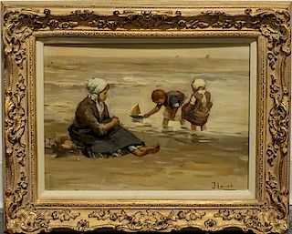 Jean Lefort, (French, 1875-1954), Beach Scene