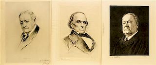 A Group of 3 Etchings of Gentlemen Sheet size of largest: 21 1/4 x 16 3/4 inches.