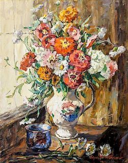 Edgar Forkner, (American, 1867-1945), Flowers at Window