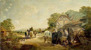 Henry Charles Woollett, (British, 1851-1872), Untitled (Barnyard Scene)