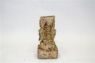 * A Fragment of a Chinese Carved Marble Figure of Guanyin Height 8 1/4 inches.