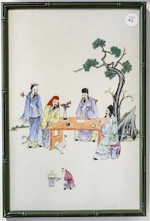 A Chinese Famille Rose Porcelain Plaque Height 15 x width 9 3/4 inches.