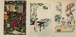 A Group of Five Japanese Woodblock Prints Largest 14 1/4 x 9 1/2 inches.