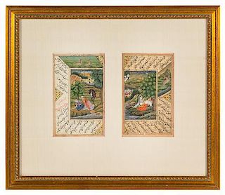 A Collection of Persian Miniature Paintings Height of tallest 14 1/4 inches (frame).