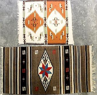 Two Native American Rugs Larger 4 feet 5 inches x 2 feet 4 inches (largest).