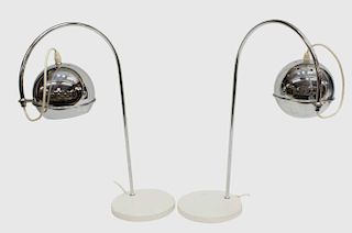 (2)ITALIAN MID-CENTURY MODERN CHROMED TABLE LAMPS
