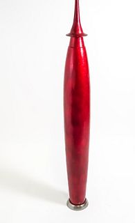 Tommy Zen "Red Jar" Mixed Media Resin Glass Urn (H 93" x 10.5 in Diameter).  It was originally purchased for $8,000.