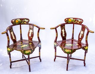 Pair of Chinese Chinese Corner Armchair Rosewood