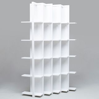 Modern White Painted Maple Transversal Bookcase 
