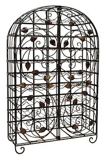 SCROLLED WROUGHT IRON WINE RACK, UP TO 70 BOTTLES