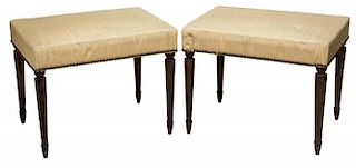 (2) LOUIS XVI STYLE STOOLS WITH MOIRE UPHOLSTERY