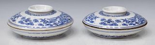 (2)CHINESE BLUE AND WHITE PORCELAIN PAINT DISHES