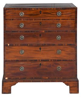 George III Figured Mahogany and Rosewood Banded Butler's Desk