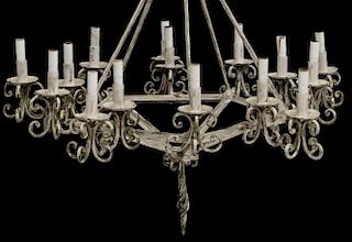 PAINTED WROUGHT IRON 15-LIGHT CHANDELIER
