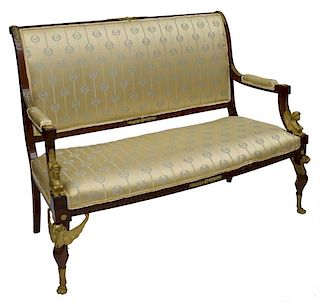 FRENCH EMPIRE REVIVAL SETTEE, EGYPTIAN CHIMERA