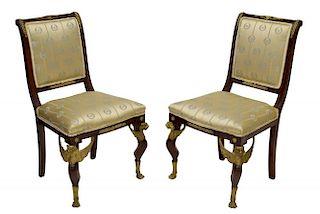 (2) FRENCH EMPIRE REVIVAL CHAIRS, EGYPTIAN CHIMERA