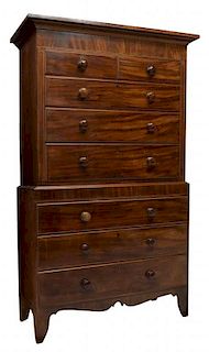EARLY VICTORIAN CHEST ON CHEST, C. 1840