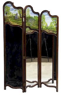 FRENCH STYLE 3-PANEL MIRRORED DRESSING SCREEN