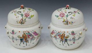 (2) CHINESE FAMILLE ROSE PORCELAIN JARS, LATE QING