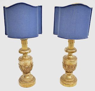 (2)ITALIAN GILTWOOD TABLE LAMPS WITH SHADE