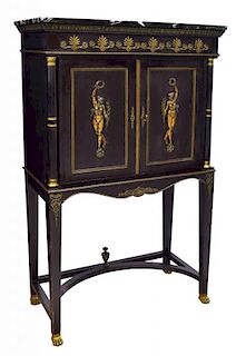 FRENCH LOUIS XVI STYLE MARBLE TOP CABINET