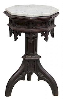 GOTHIC REVIVAL MARBLE TOP OCCASIONAL TABLE