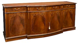 ENGLISH MAHOGANY FINISH SIDEBOARD WITH MARQUETRY