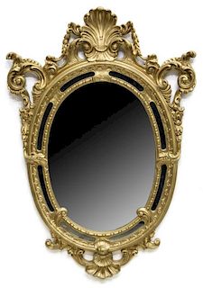 LOUIS XV STYLE GILT FOLIATE CARVED WALL MIRROR