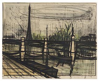 Bernard Buffet, (French, 1928 -1999), Le Pont des Arts, (from Album Paris), 1962