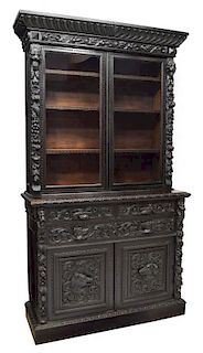 HIGHLY CARVED VICTORIAN BOOKCASE