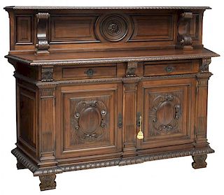 ITALIAN HEAVILY CARVED SIDEBOARD BUFFET, 19TH C.