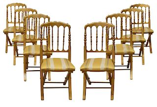 (8) GROUP OF GOLD UPHOLSTERED FOLDING CHAIRS