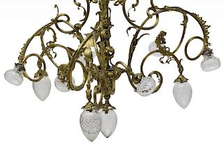 FRENCH STYLE GILT METAL 10-LIGHT CHANDELIER