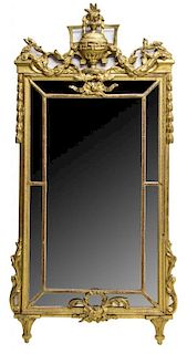 18TH C. FRENCH LOUIS XVI STYLE CARVED GILTWOOD MIRROR