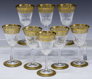 (8) ST. LOUIS CRYSTAL THISTLE GOLD SHERRY GLASSES