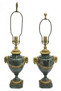(2) FRENCH STYLE MARBLE AND GILT METAL LAMPS