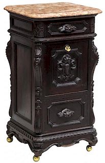 FRENCH MARBLE TOP BEDSIDE CABINET