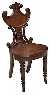 GEORGE IV MAHOGANY HALL CHAIR MANNER OF GILLOWS