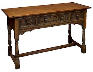 ENGLISH OAK CARVED SIDE TABLE