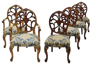 (6) LOUIS XV STYLE DINING ARM & SIDE CHAIRS