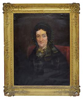 19TH C. FRAMED OIL ON CANVAS PORTRAIT OF A WOMAN